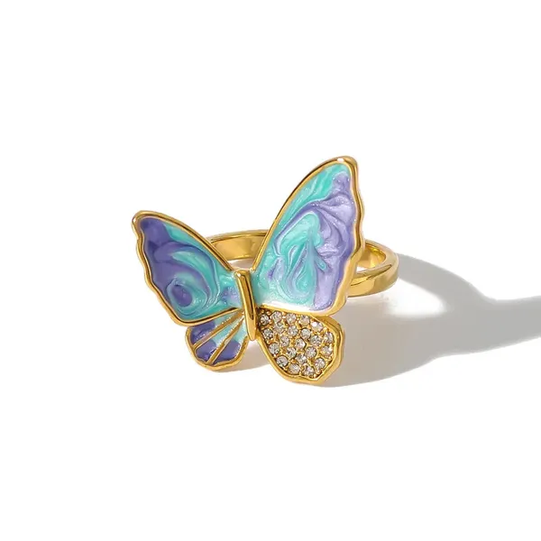 Gold_Zircon_Enamel_Butterfly_Rings_For_Women
